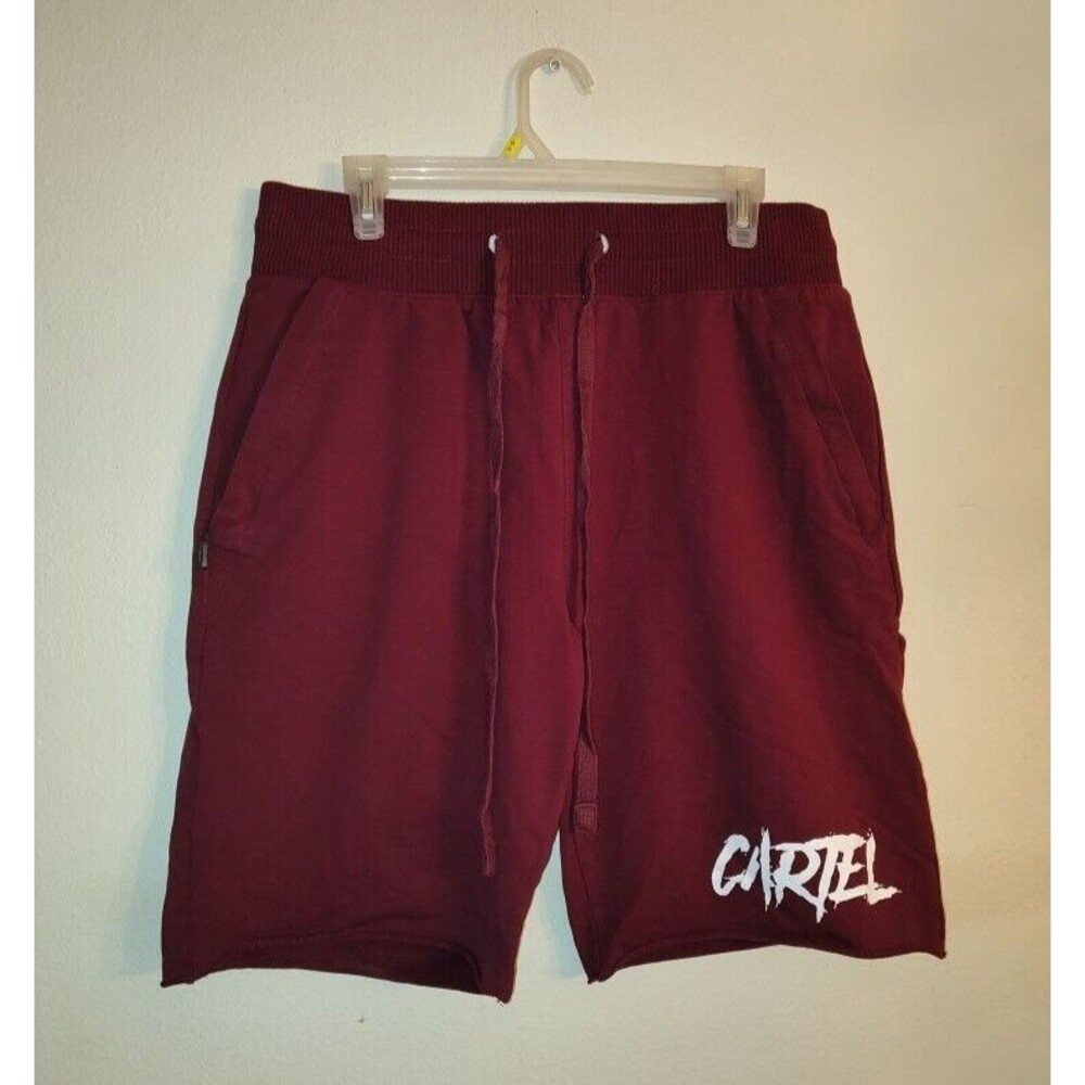 Men's Cartel Signature Burgundy Stretchy Shorts Size L